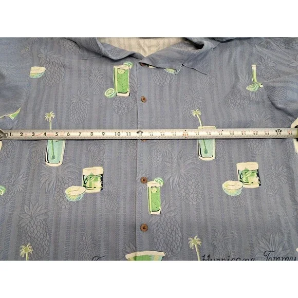 Tommy Bahama Mens XL Shirt Blue 100% Silk Hula Girl - Picture 8 of 9